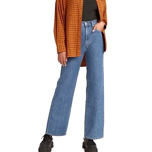 LEVI'S High Waisted Straight Wide Leg Jeans In A Pinch Blue 29x29 - Picture 1 of 14